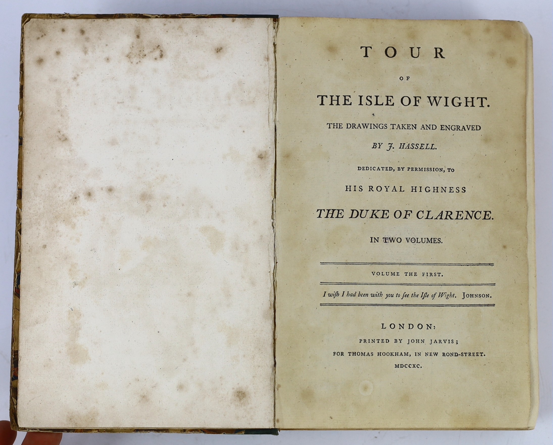 ISLE OF WIGHT: (Hookham, T.) Tour of the Isle of Wight. The drawings taken and engraved by J. Hassell ... 2 vols. (bound as one). pictorial engraved and printed titles and 30 tinted aquatint plates, subscribers list; lat